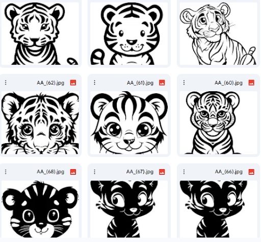 Tiger Cubs Vector Illustrations – Silhouette Style & Bold Lines – 17 Designs