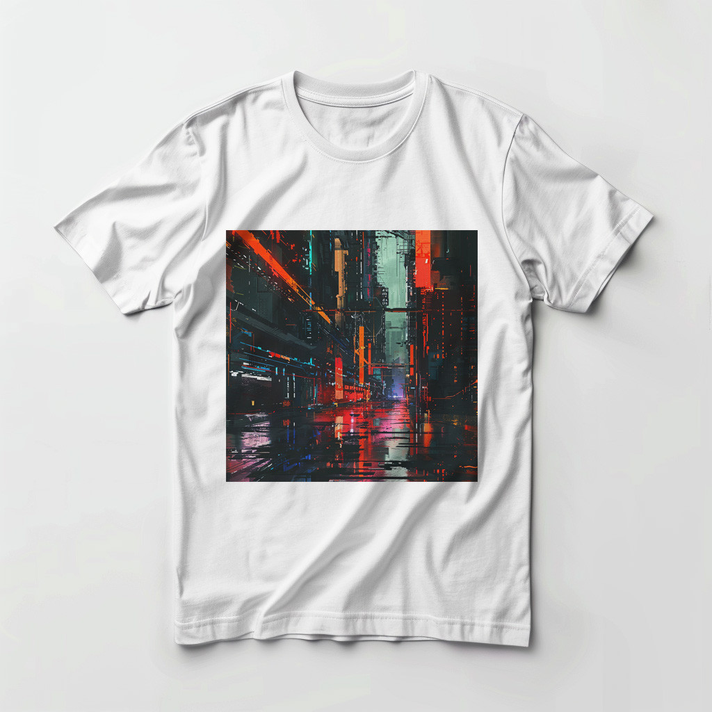 Design for printing on a T-shirt in the shape of an electronic city
