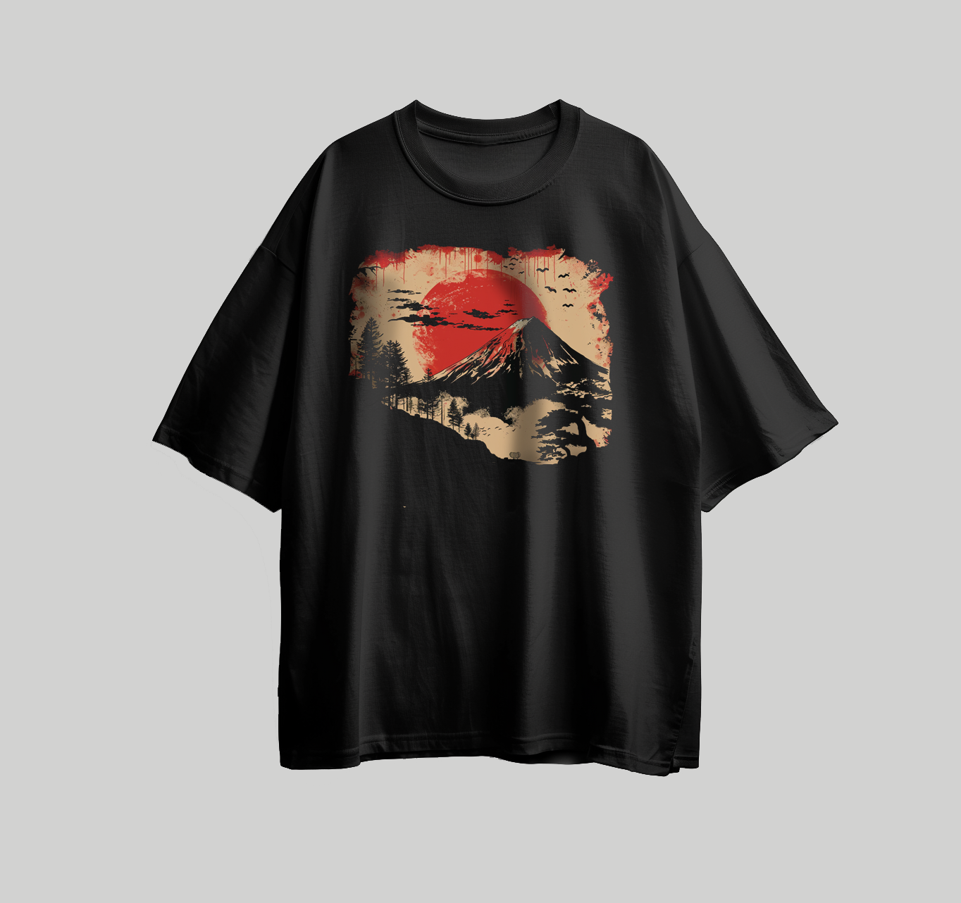 Design for printing on a T-shirt in the shape of the mountains of Japan