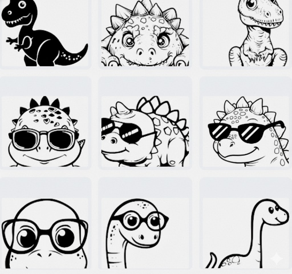 Smart Dinosaurs: Innovative Silhouette & Line Art – 23 Designs