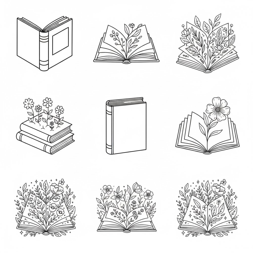 Book Garden: Coloring & Learning Designs – 15 Designs