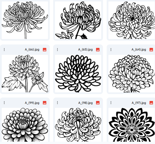 Artistic Chrysanthemum Flowers – 15 Vector Coloring Designs