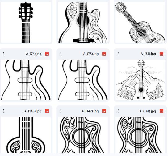 Acoustic & Electric Guitar Vector Illustrations – Musical Kids Designs – 15 Illustrations