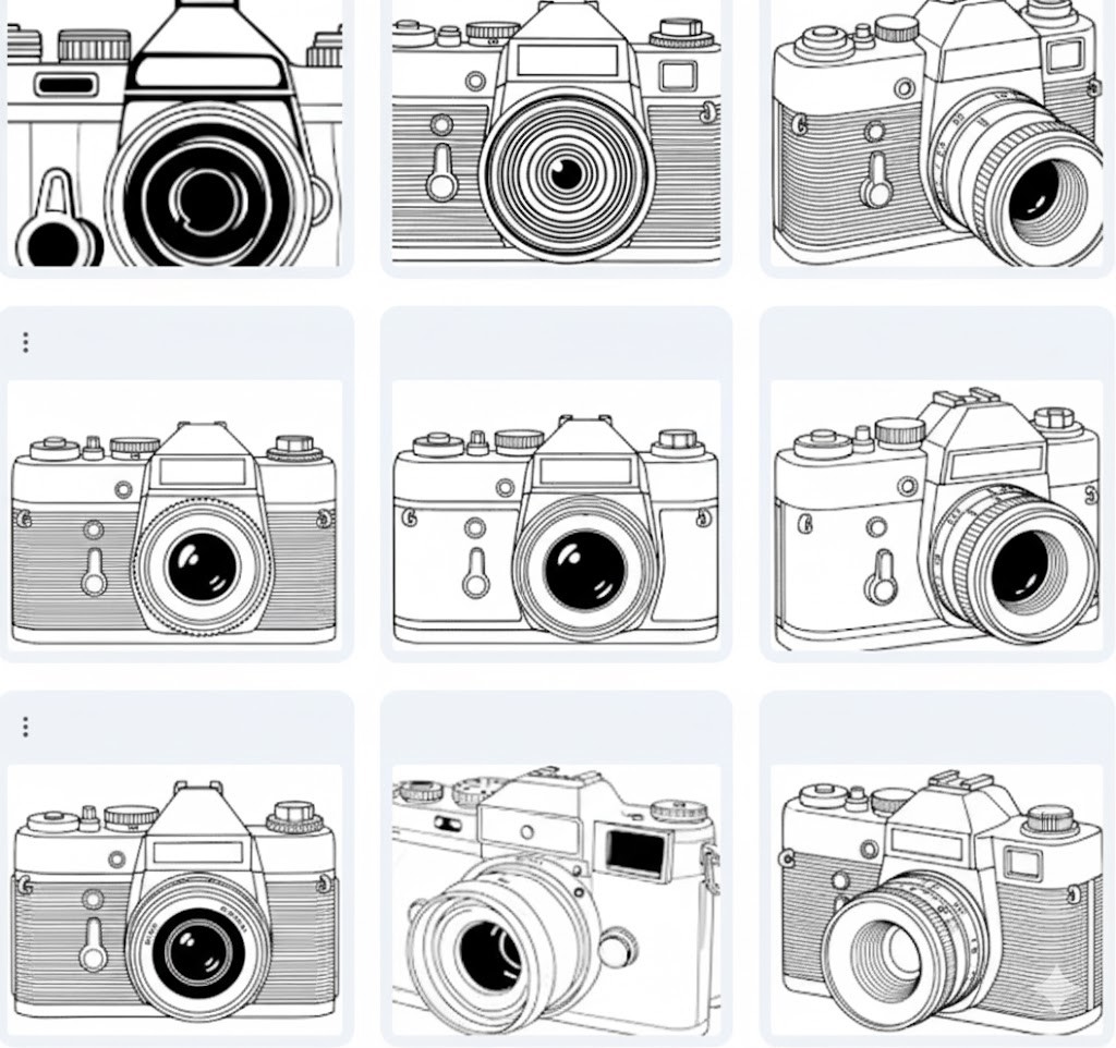 Photography World: Vector Camera Illustrations for Coloring & Design – 15 Designs