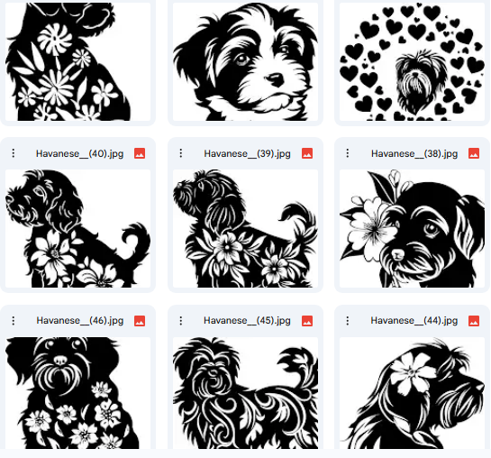 Havanese Dog Vector Illustrations – Cute Line Art with Floral Shadows – 279 Illustrations
