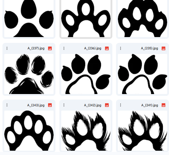 Ready-to-Use Paw Prints – Vector Illustrations for Coloring & Cutting – 20 Designs