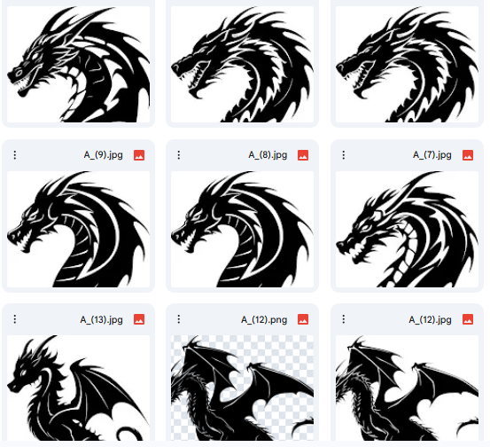 Dragon Vector Illustrations – Fiery Silhouette – 176 Designs
