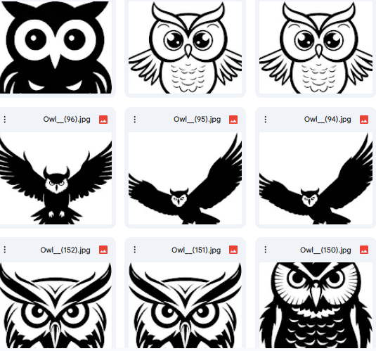 Owl Vector Illustrations – Playful Characters for Coloring & Cutting – 15 Designs
