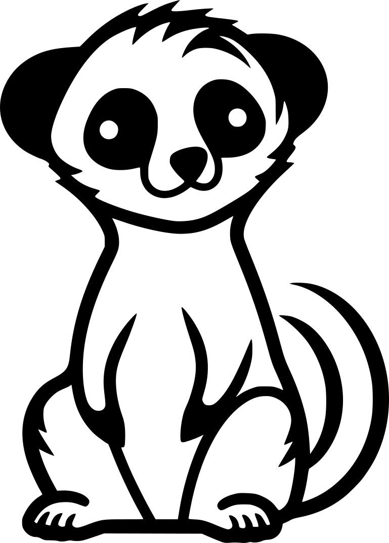 Meerkat Vector Illustration – Cute Cartoon Line Art