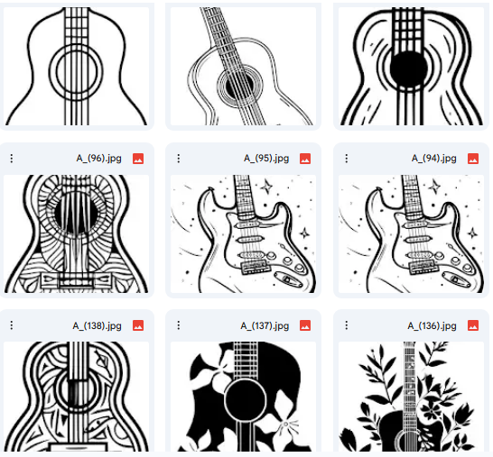 Electric & Acoustic Guitar Vector Illustrations – Mandala Art – 15 Illustrations