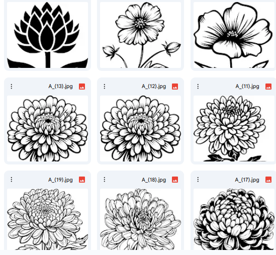 Mixed Floral Vector Drawings – 20 Coloring Designs