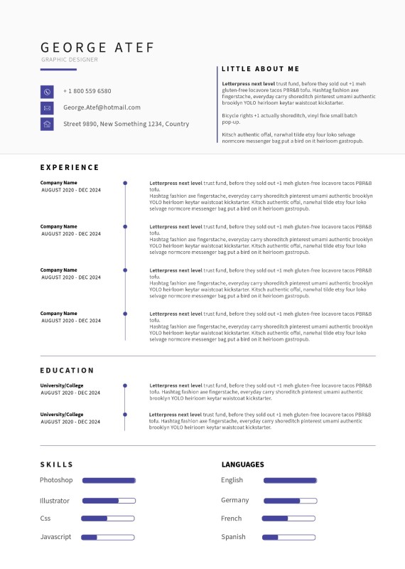 Professional CV Design – Clean, Modern, and Well-Structured