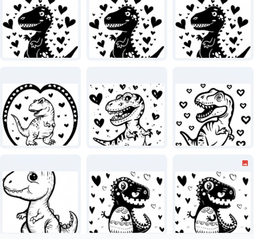 23 Cute Dinosaur Line Art with Hearts – Fun & Charming Vector Designs