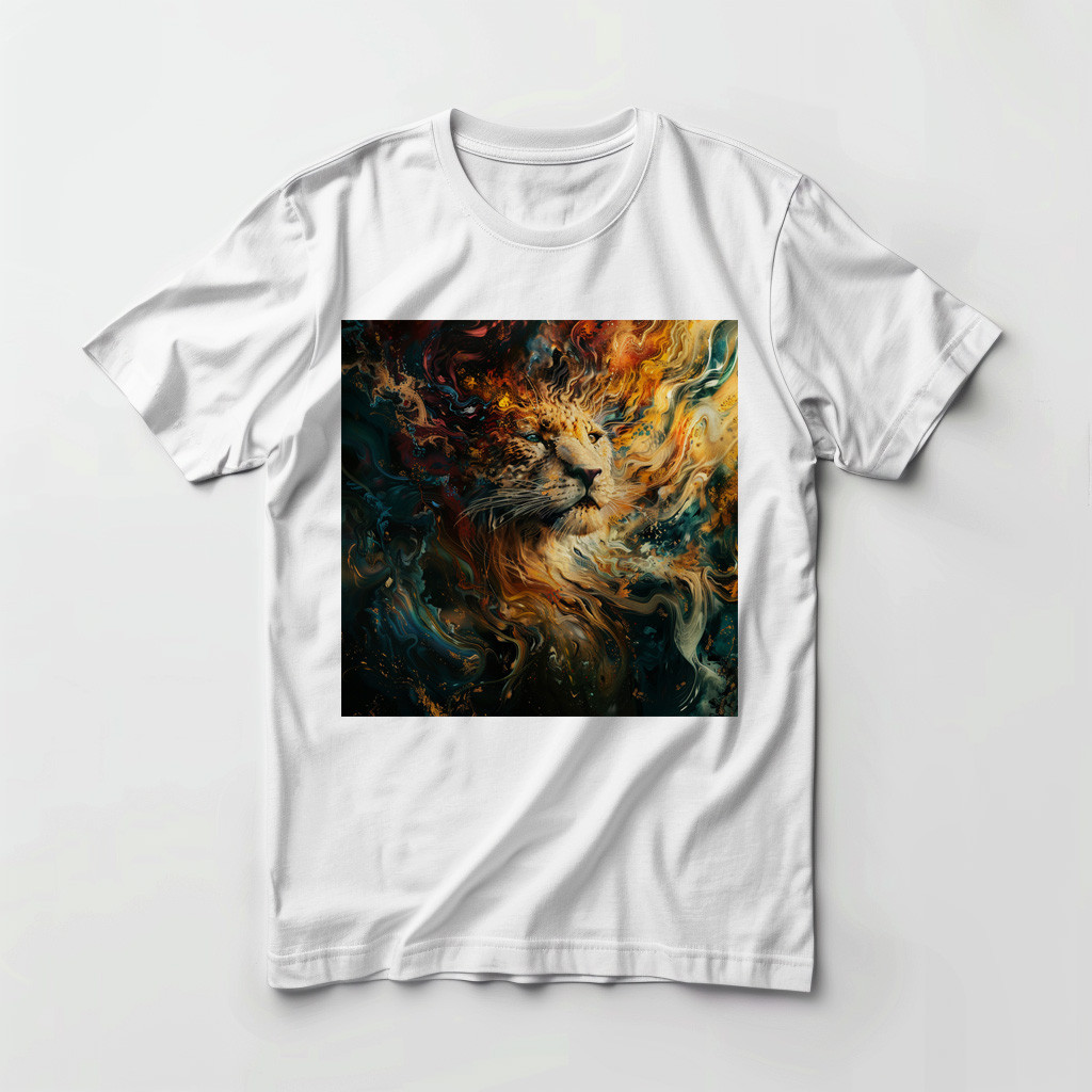 Design for printing on a lion's face T-shirt