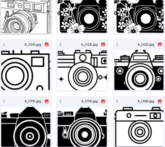 Shadows & Lines: Classic Camera Illustrations for Kids’ Coloring Books – 15 Designs