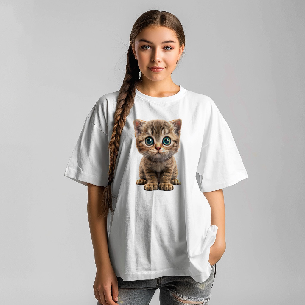 Design for printing on a brown cat-shaped T-shirt