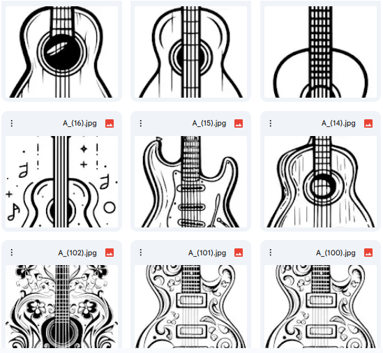 Guitar Vector Illustrations – Classic Floral Line Art – 15 Illustrations