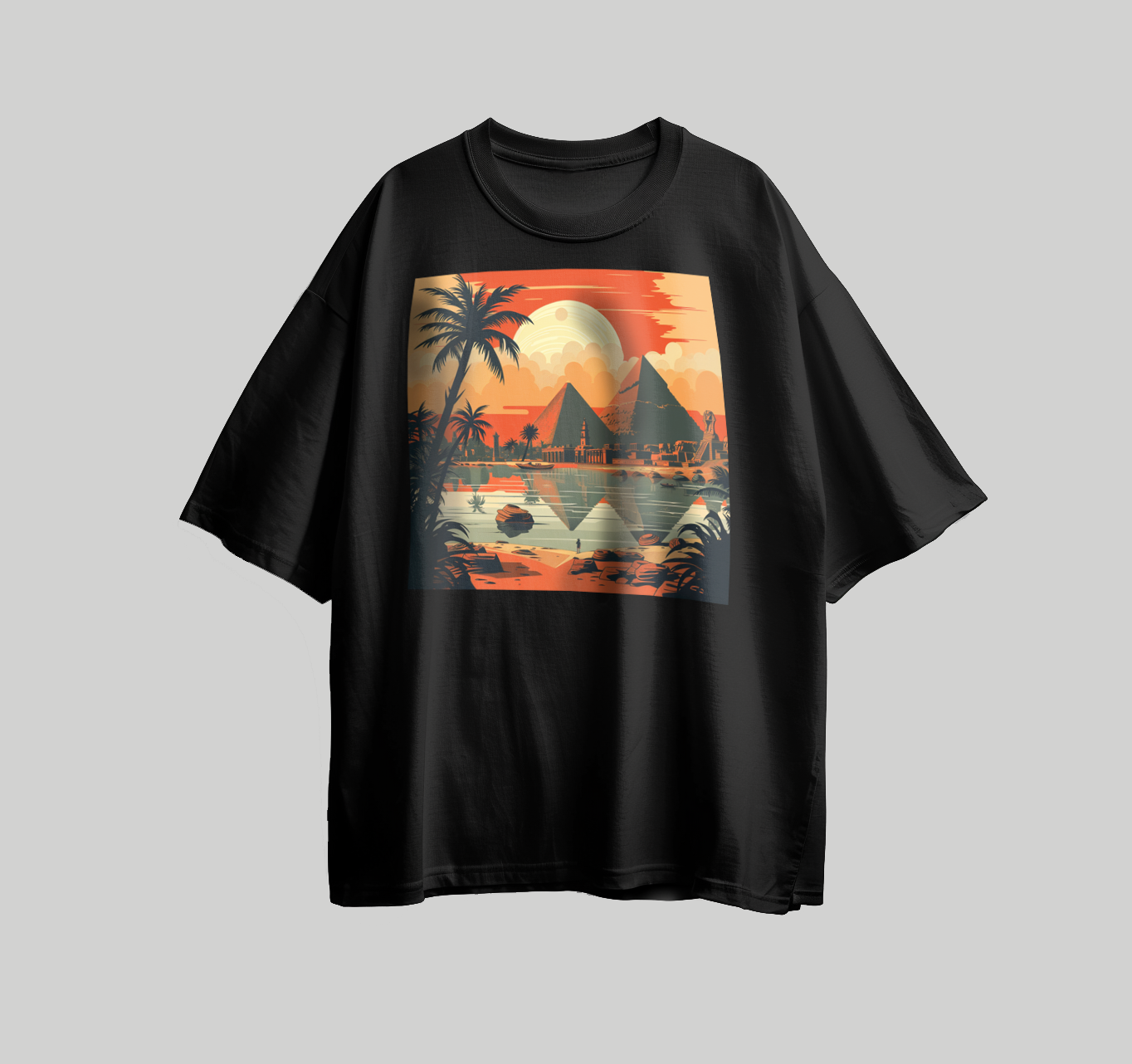 Design for printing on a T-shirt in the shape of the Egyptian pyramids