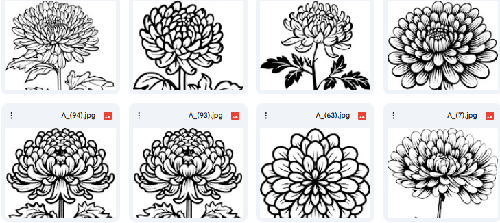 Elegant Chrysanthemum Flowers – 10 Vector Coloring Designs