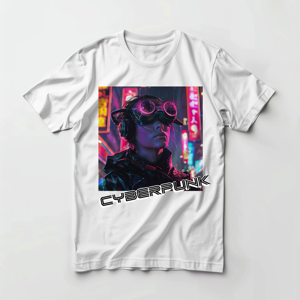 Design for printing on a girl-shaped T-shirt with an electronic background
