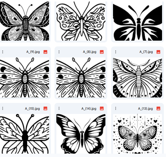 Butterfly Vector Illustrations – Detailed Line Art with Heart Motifs – 297 Illustrations