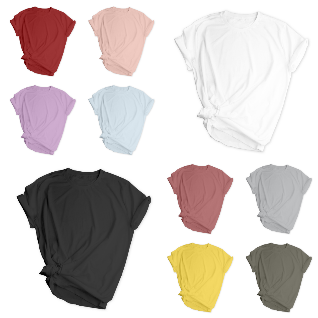 Men’s Summer T-Shirt Mockup – 10 Clean Flat Lay Color Options