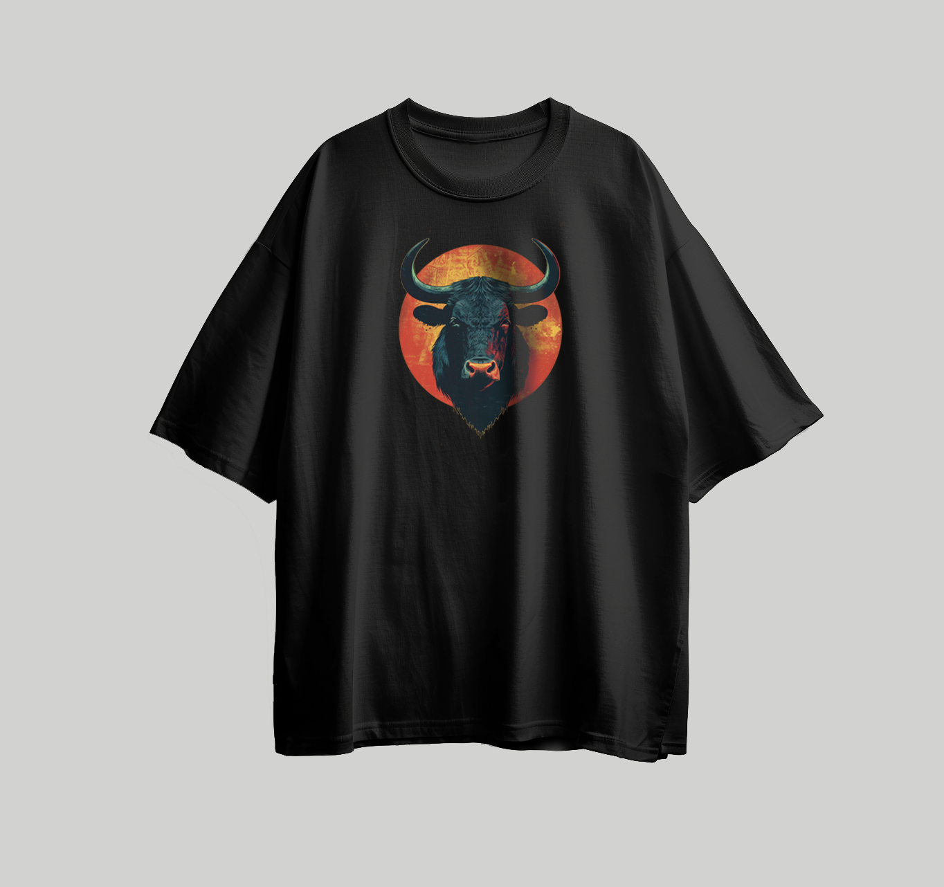 Design for printing on a bull-shaped T-shirt in overlapping colors