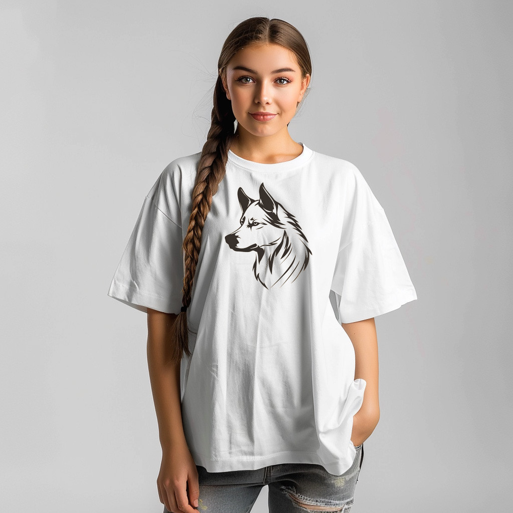 Design for printing on a black dog face T-shirt