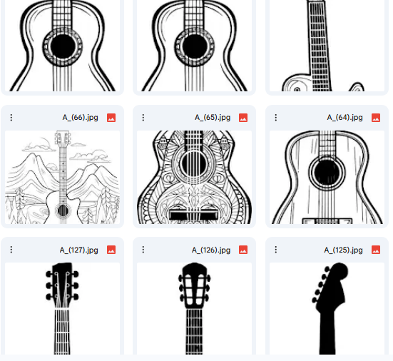 Acoustic Guitar Vector Illustrations – Rustic Line Art for Kids – 15 Illustrations