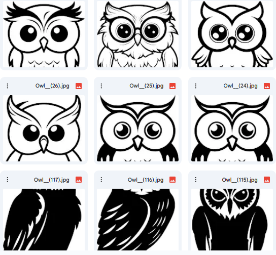 Owl Vector Illustrations – Detailed Cartoon Linework – 15 Designs