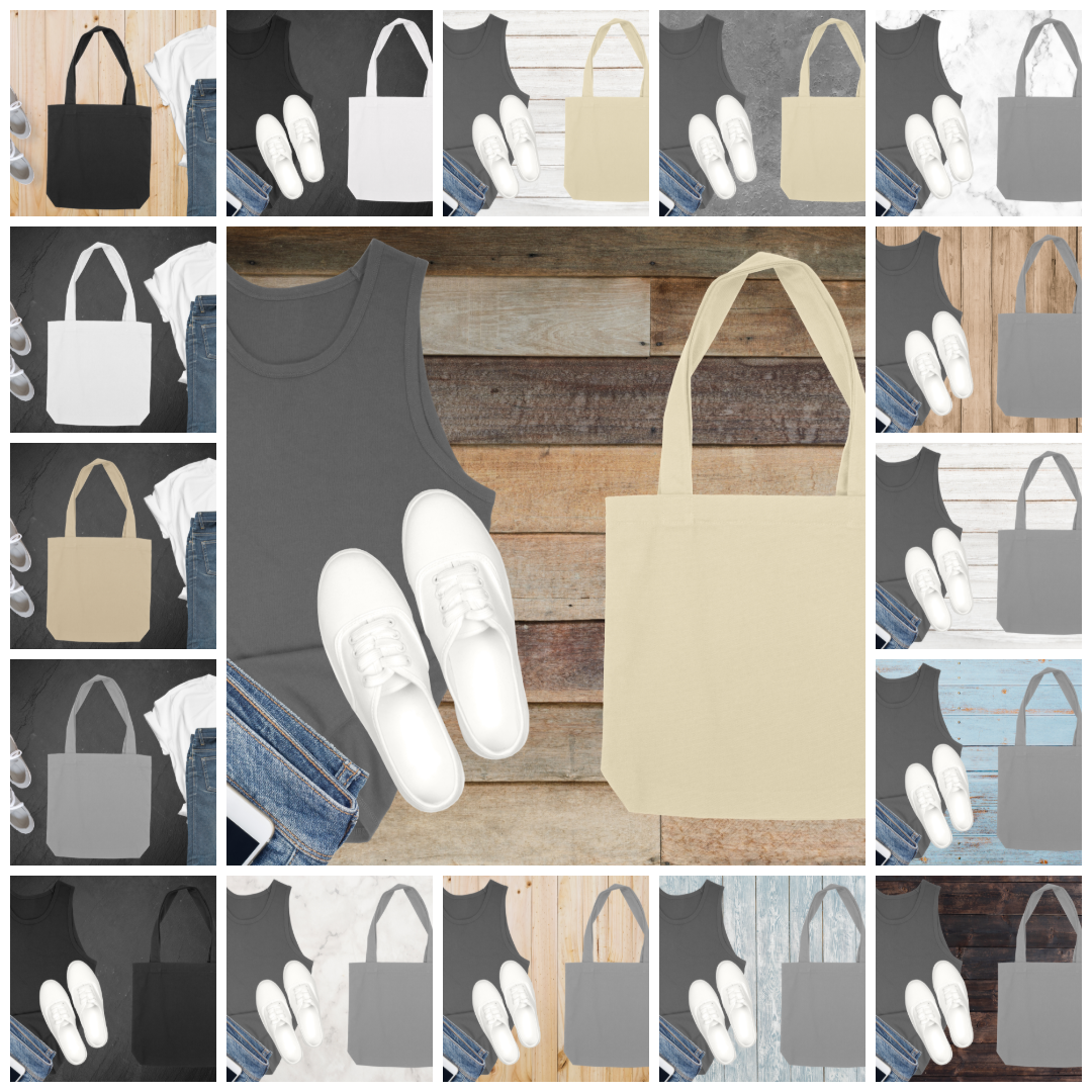 Tote Bag Mockup Mega Bundle – 100 Flat Lay Scenes with Color & Background Variations