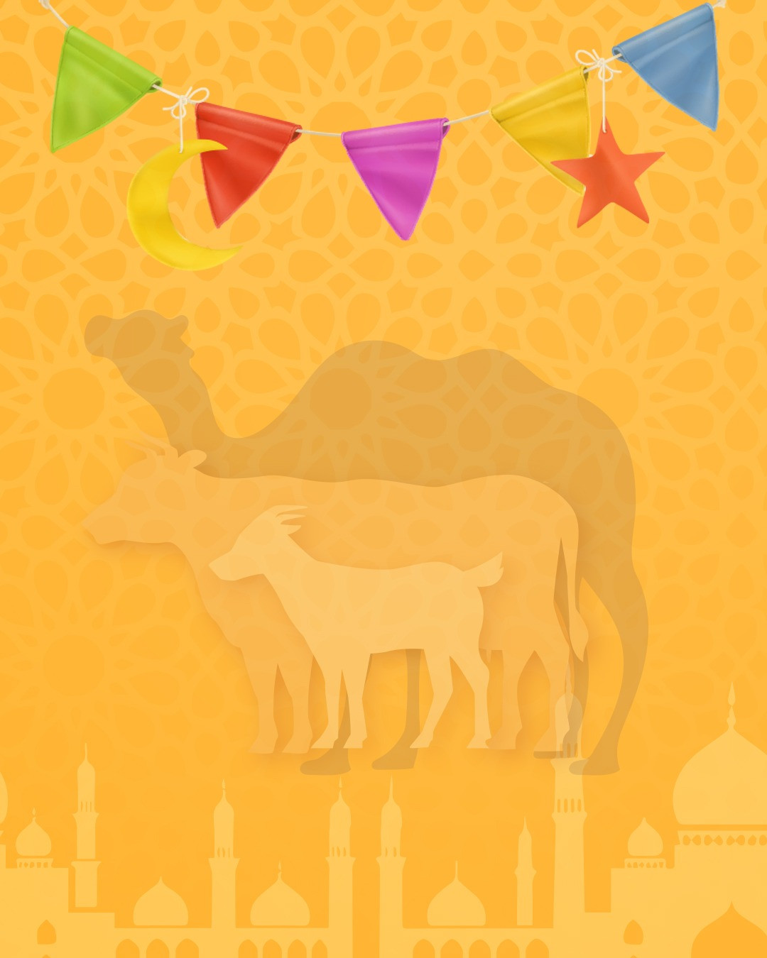 The design of the joy of Eid starts from here... With a sheep and a cow and a camel