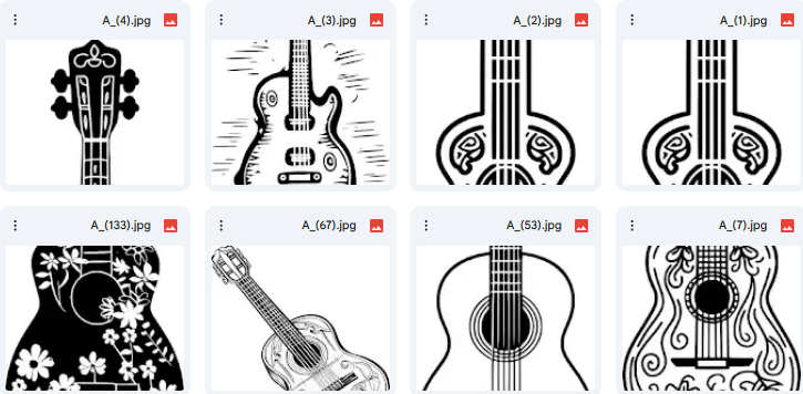 Diverse Guitar Vector Illustrations – Celtic Line Art with Floral Details – 10 Illustrations