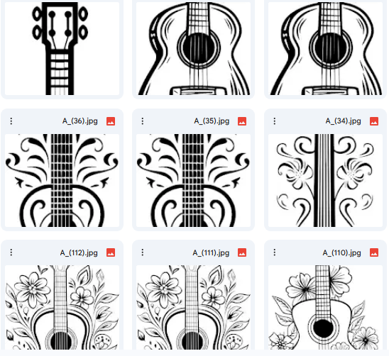 Decorative Guitar Vector Illustrations – Artistic Kids Designs – 15 Illustrations