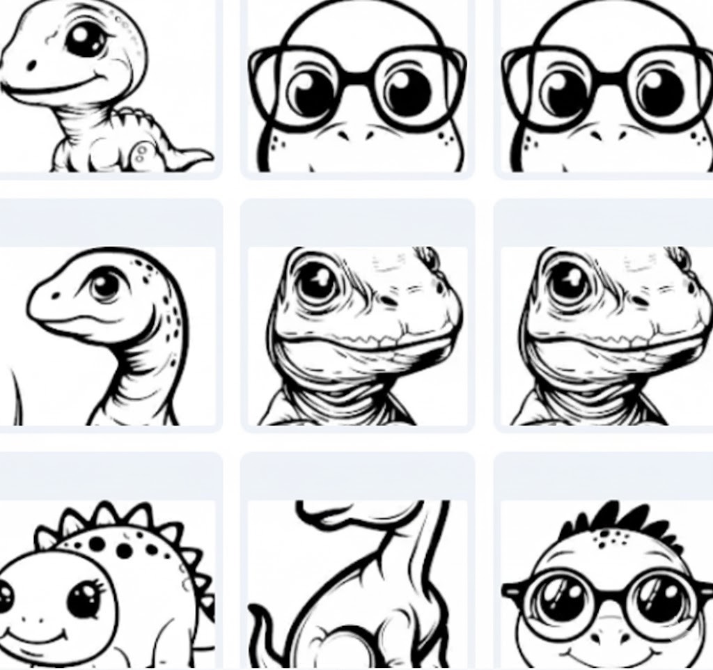Dinosaur Eyes: Cute and Smart Expressions for Coloring – 23 Designs