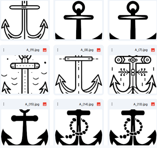 Anchor Vector Illustrations – Simple Line Art with Nautical Accents – 174 Designs