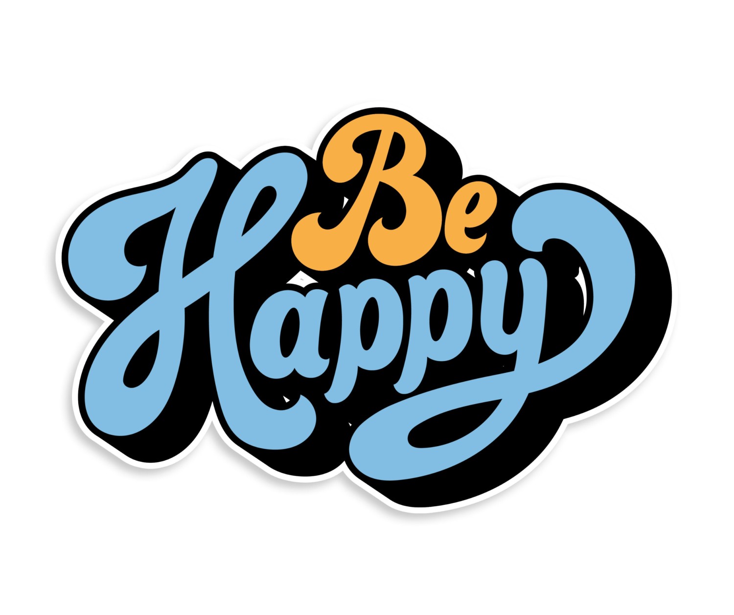 “Be Happy” Sticker Design – A Modern Touch of Positivity