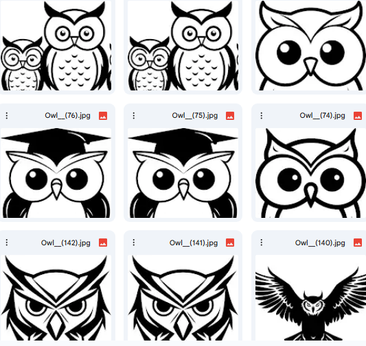 Owl Vector Illustrations – Clear & Simple Line Art – 15 Designs