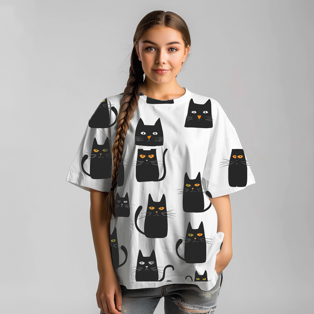 Design for printing on a black cat T-shirt