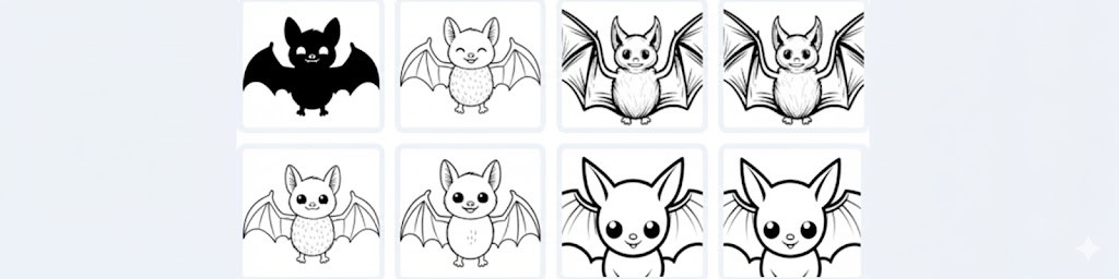 Playful Bats: Vector Coloring Illustrations – 6 Designs