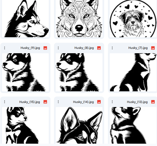 Husky Dog Vector Illustrations – Detailed Silhouette Art – 215 Illustrations