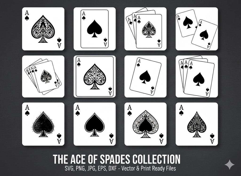 Ace of Spades Complete Bundle – 18 Vector Cutting-Ready Designs