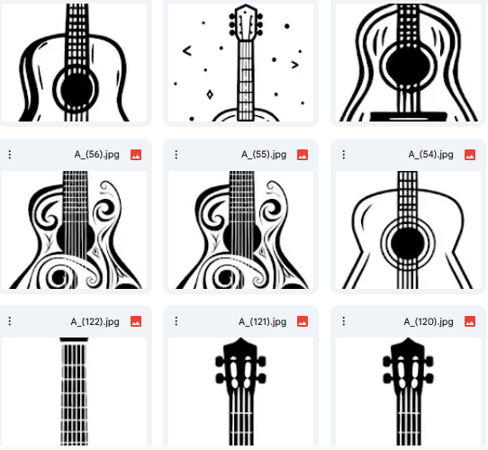 Classic Acoustic Guitar Vector Illustrations – Line Art Kids Designs – 15 Illustrations