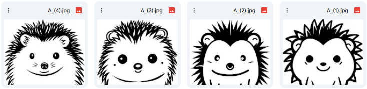 Hedgehog Vector Illustrations – Cartoon Features with Detailed Line Art – 4 Illustrations
