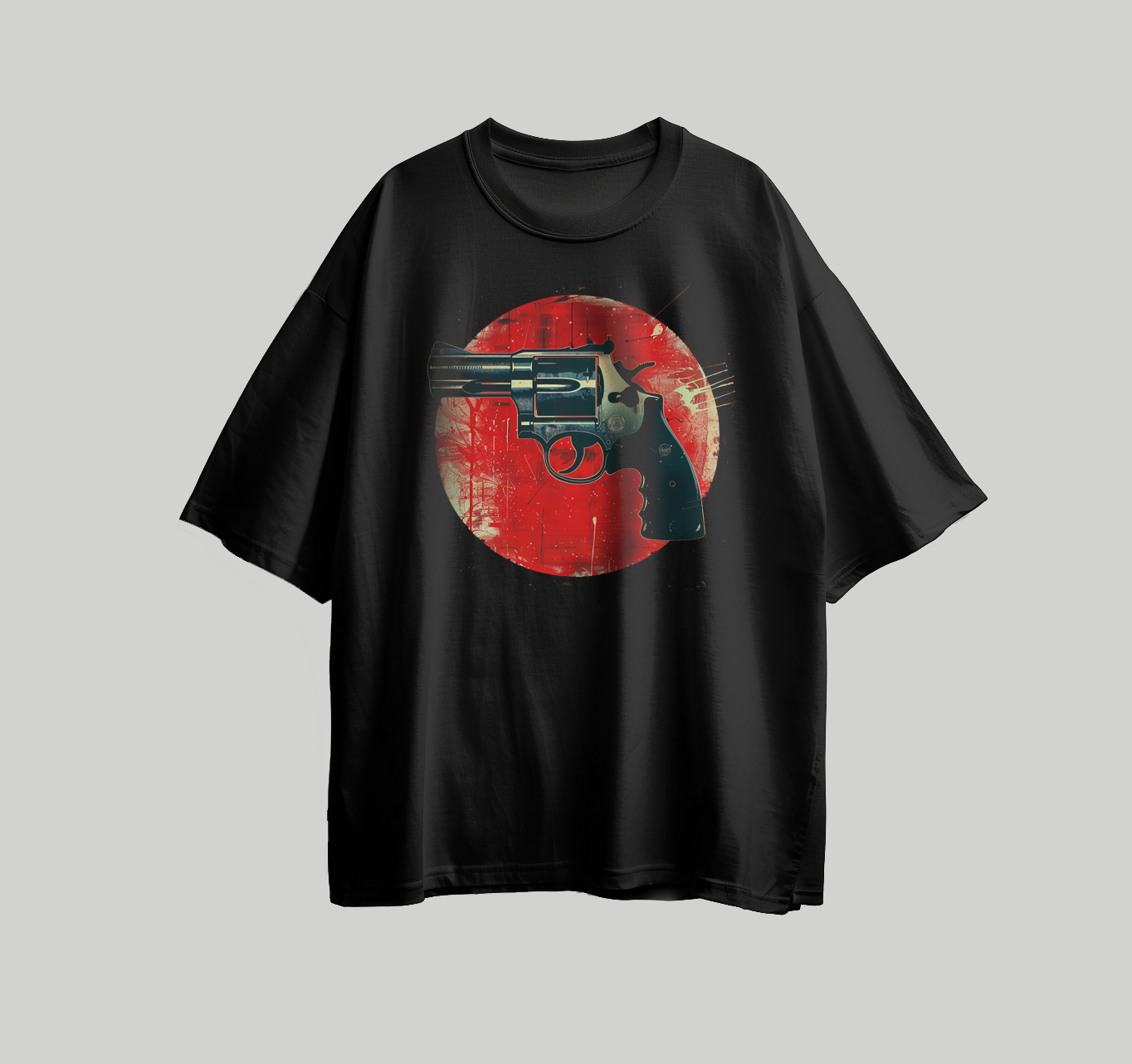 Design for printing on a hexagon-shaped T-shirt with a red background