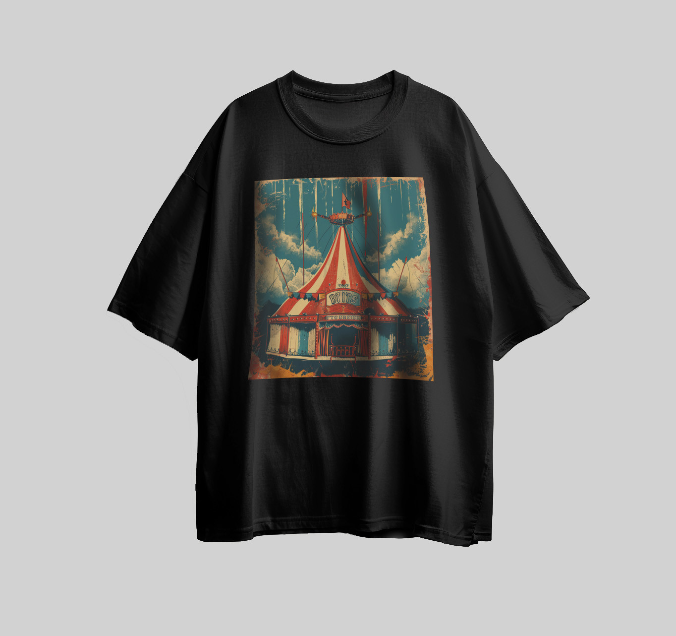 Design for printing on a circus tent-shaped T-shirt