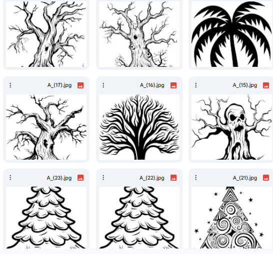 20 Diverse Tree Vector Illustrations Ready for Coloring