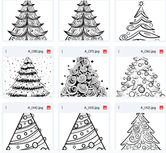 20 Festive Christmas Tree Vector Illustrations for Coloring