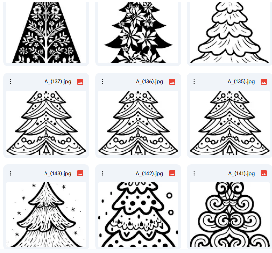 20 Holiday Christmas Tree Vector Designs for Coloring