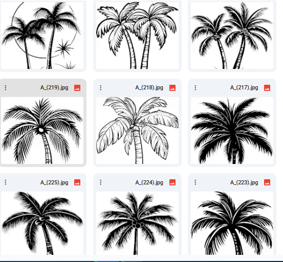 20 Clean-Line Palm Tree Vector Illustrations for Coloring